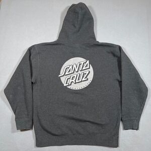 Santa Cruz Skateboards Hoodie Sweatshirt Mens Large Gray Pullover Graphic